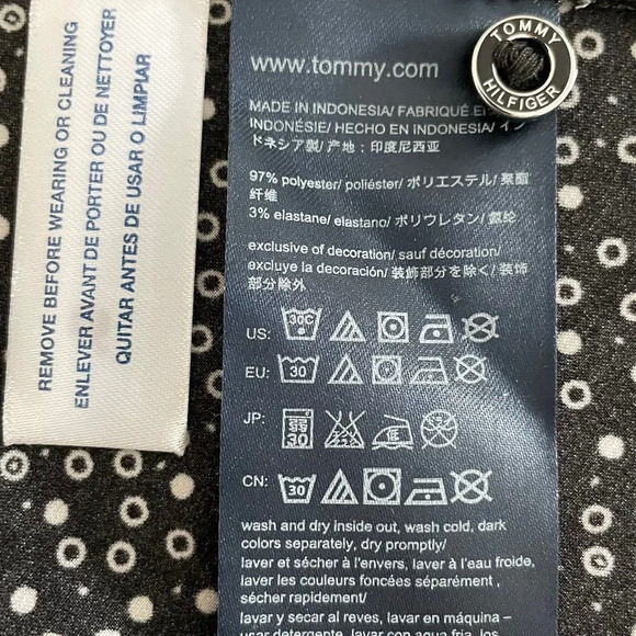 Tommy Hilfiger Sleeveless Collared Print Top w Keyhole Black + White Sz M NWOT - Picture 12 of 13